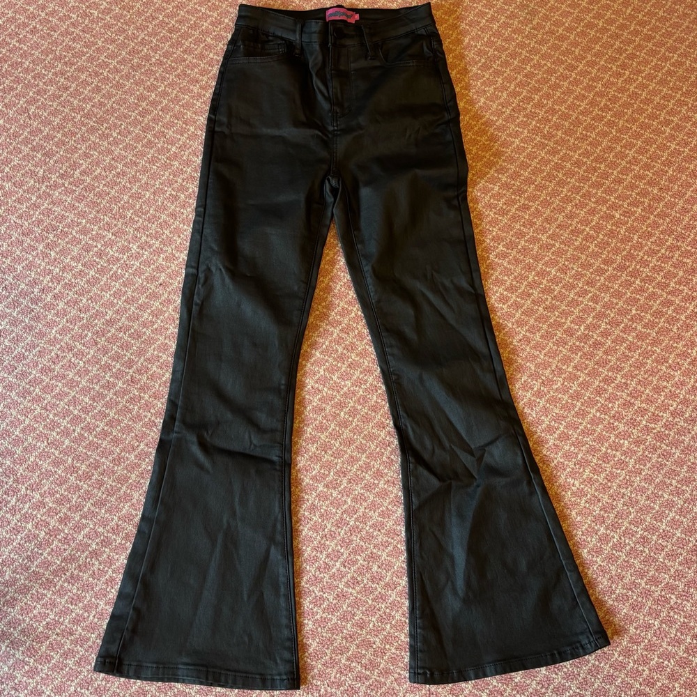 NWOT Edikted Black Leather High-Waisted Jeans
